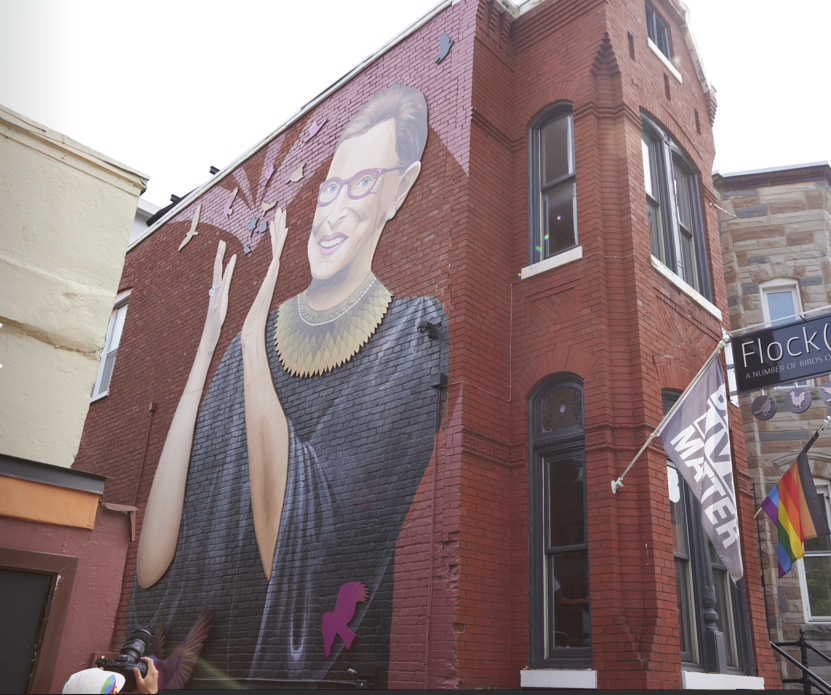 Ruth Bader Ginsburg adorns 1508 U St NW in DC.