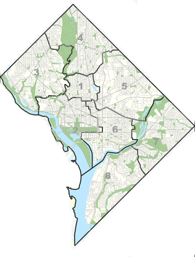 A map of DC's parking zones.